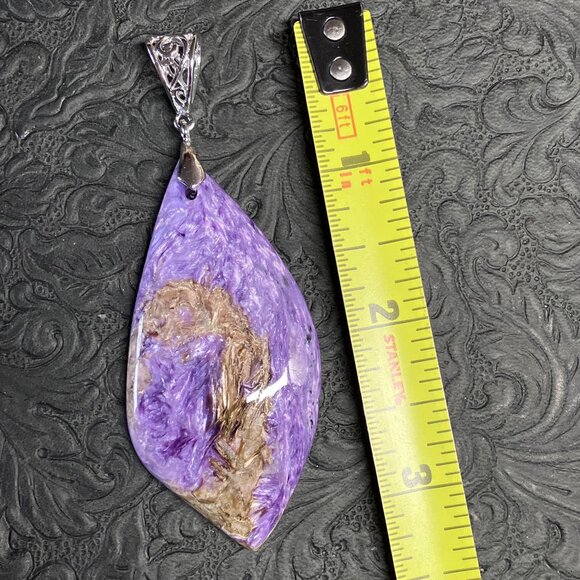 Ultra Chatoyant Charoite Tinaksite Pendant Stone Crystal Jewelry - Picture 8 of 10